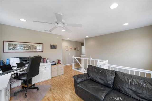13 Arborside Way, Mission Viejo, CA 92692 - office featuring ceiling fan, light wood-type flooring, and recessed lighting