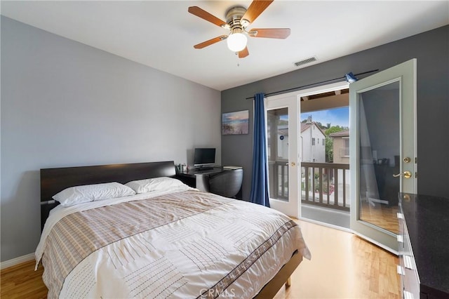 13 Arborside Way, Mission Viejo, CA 92692 - bedroom with wood finished floors, access to exterior, baseboards, and a ceiling fan