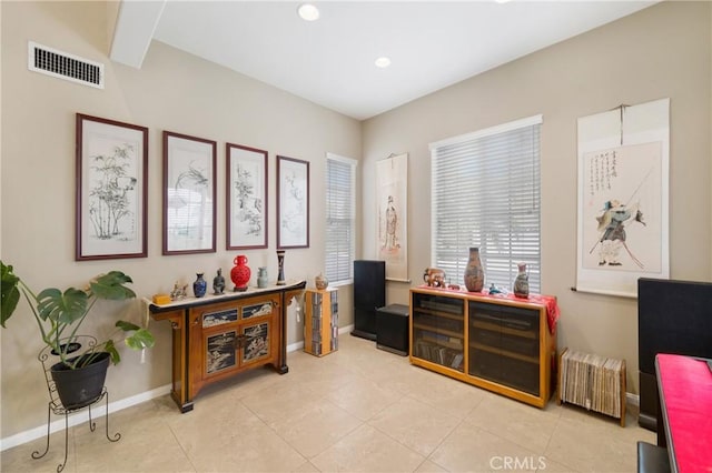 13 Arborside Way, Mission Viejo, CA 92692 - home office with baseboards, light tile patterned flooring, and recessed lighting