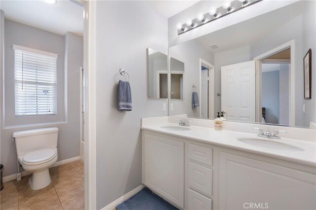 13 Arborside Way, Mission Viejo, CA 92692 - full bath featuring double vanity, toilet, baseboards, and tile patterned flooring