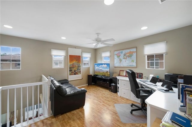 13 Arborside Way, Mission Viejo, CA 92692 - home office with plenty of natural light, ceiling fan, light wood finished floors, and recessed lighting