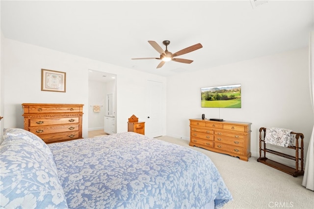 34452 Turquoise Ln, Murrieta, CA 92563 - bedroom featuring light carpet, a ceiling fan, and baseboards