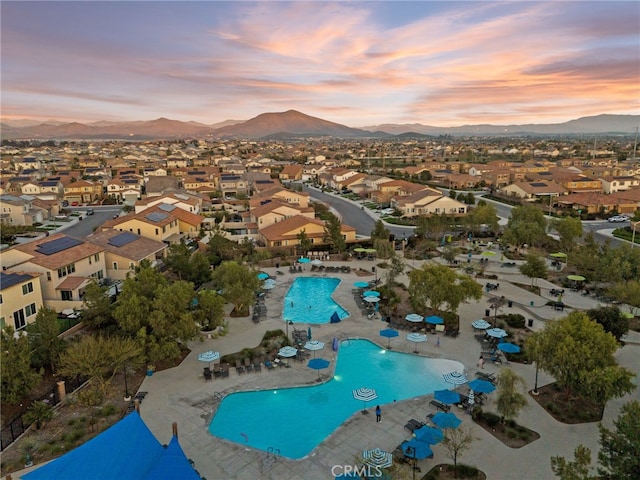 34452 Turquoise Ln, Murrieta, CA 92563 - aerial perspective of suburban area featuring a pool and mountains
