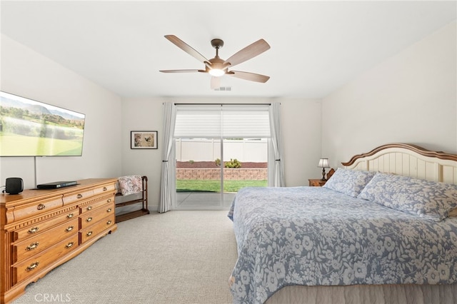 34452 Turquoise Ln, Murrieta, CA 92563 - bedroom featuring access to exterior, carpet, and a ceiling fan