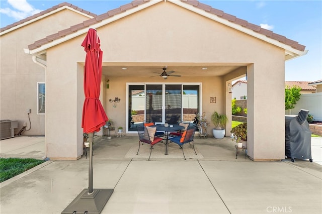 34452 Turquoise Ln, Murrieta, CA 92563 - view of patio with ceiling fan, outdoor dining space, and cooling unit