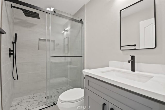 9406 Glenaire Ct, Rancho Cucamonga, CA 91730 - full bathroom with vanity, toilet, and a shower stall