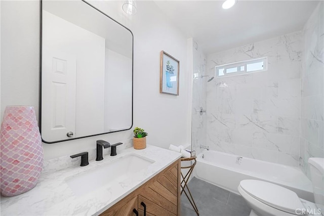 2035 Las Colinas Ave, Los Angeles, CA 90041 - full bath featuring vanity, toilet, bathtub / shower combination, and tile patterned flooring