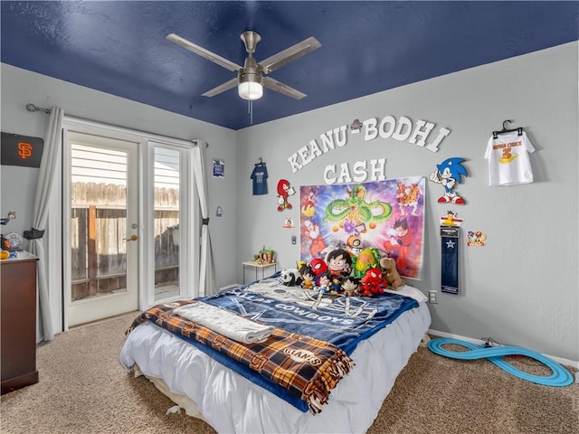 7352 N Adoline Ave, Fresno, CA 93711 - carpeted bedroom with access to exterior and ceiling fan