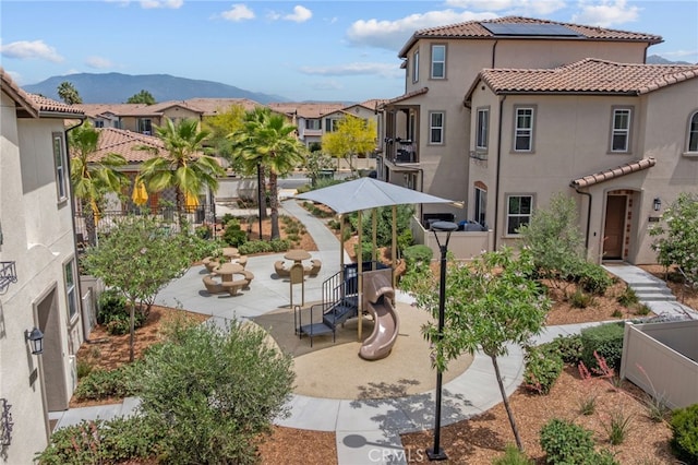 45445 Calle Cirros, Temecula, CA 92592 - view of property's community with a mountain view, a patio, and a residential view