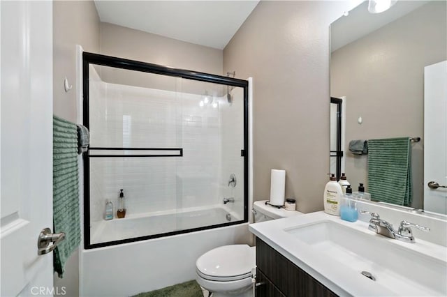 15210 Horizon St Unit 2, Fontana, CA 92336 - bathroom featuring toilet, vanity, and enclosed tub / shower combo