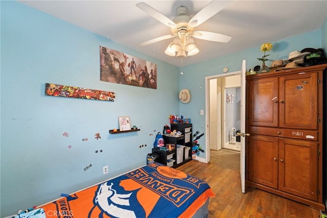 6532 Bonnie Vale Ave, Pico Rivera, CA 90660 - bedroom with wood finished floors, ceiling fan, and baseboards