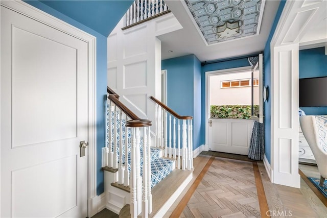 505 W Edgewater Ave, Newport Beach, CA 92661 - foyer entrance featuring stairway and baseboards