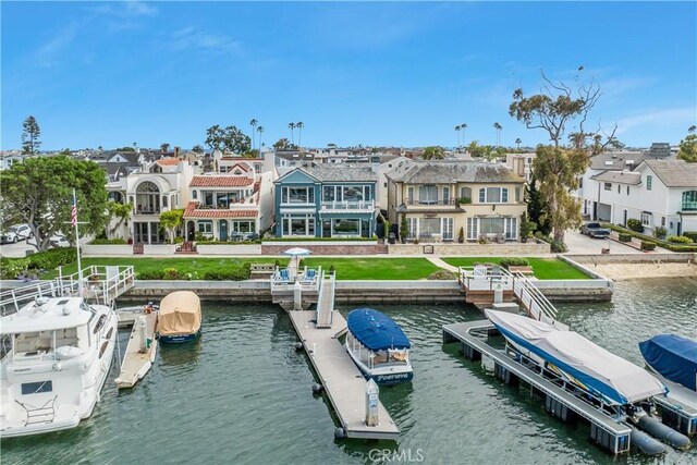 505 W Edgewater Ave, Newport Beach, CA 92661 - dock area with a water view and a residential view