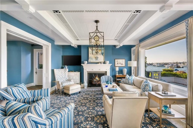 505 W Edgewater Ave, Newport Beach, CA 92661 - living area with a warm lit fireplace and baseboards