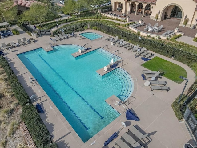 24385 Overlook Dr, Corona, CA 92883 - community pool featuring a community hot tub and a patio