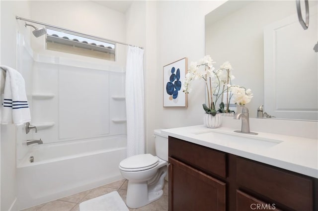 24385 Overlook Dr, Corona, CA 92883 - full bathroom with vanity, shower / tub combo, and tile patterned floors
