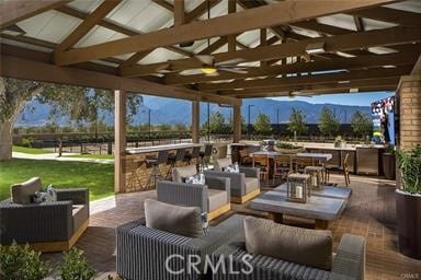 24385 Overlook Dr, Corona, CA 92883 - view of patio featuring a mountain view, outdoor lounge area, and a gazebo