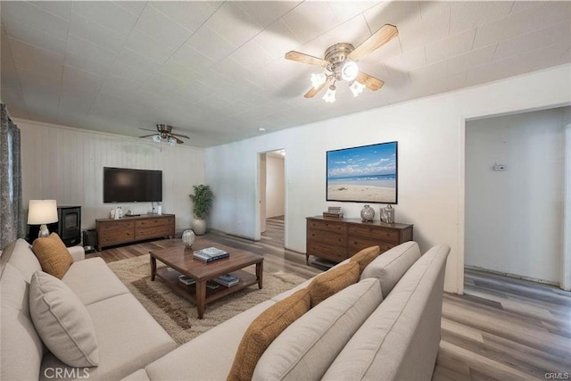 14410 Walnut Ave, Clearlake, CA 95422 - living room featuring ceiling fan and wood finished floors
