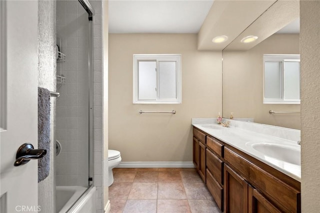 35122 Red Rover Mine Rd, Acton, CA 93510 - full bath with double vanity, combined bath / shower with glass door, tile patterned floors, and recessed lighting