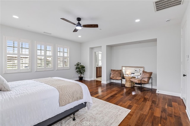 12 John, Ladera Ranch, CA 92694 - bedroom with wood finished floors, baseboards, recessed lighting, and a ceiling fan