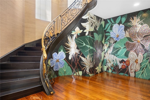 451 W Le Roy Ave, Arcadia, CA 91007 - staircase featuring wallpapered walls