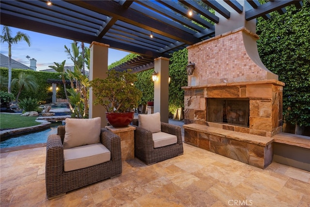 451 W Le Roy Ave, Arcadia, CA 91007 - view of patio featuring an outdoor stone fireplace and a pergola