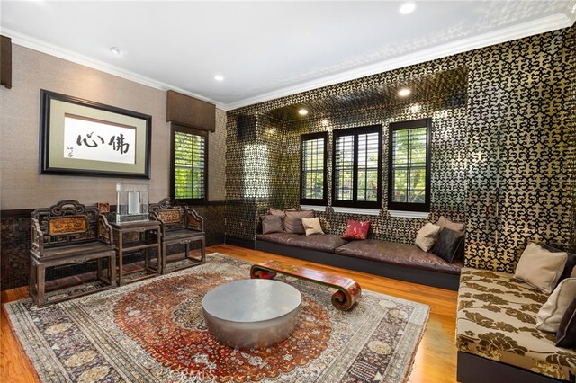 451 W Le Roy Ave, Arcadia, CA 91007 - living room featuring crown molding and wood finished floors