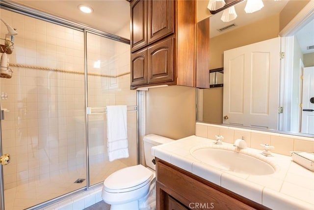 25578 Via Paladar, Valencia, CA 91355 - bathroom with a stall shower, vanity, and recessed lighting