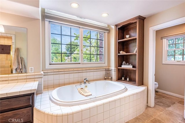 25578 Via Paladar, Valencia, CA 91355 - bathroom featuring a bath, vanity, and recessed lighting