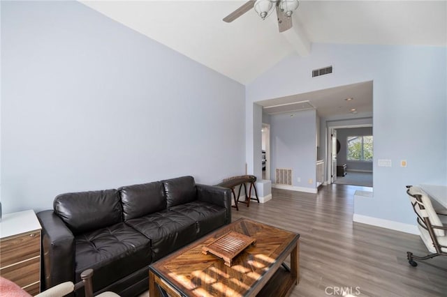 9534 Tivoli Cir, Cypress, CA 90630 - living room with ceiling fan, wood finished floors, attic access, and baseboards