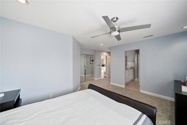 9534 Tivoli Cir, Cypress, CA 90630 - carpeted bedroom with baseboards, recessed lighting, a ceiling fan, and a closet