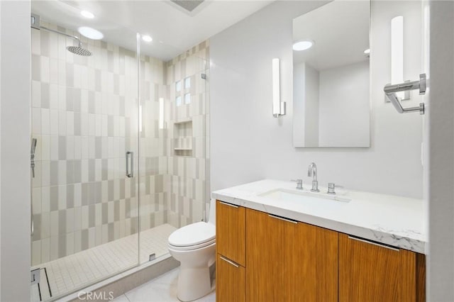 27642 Avenida Del Mesa, Rancho Palos Verdes, CA 90275 - full bathroom with vanity, toilet, a stall shower, and tile patterned floors