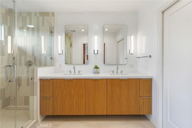 27642 Avenida Del Mesa, Rancho Palos Verdes, CA 90275 - full bath with a shower stall, double vanity, and recessed lighting