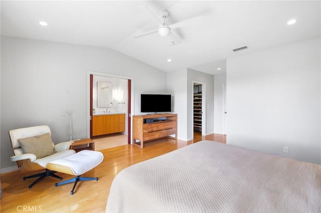 27642 Avenida Del Mesa, Rancho Palos Verdes, CA 90275 - bedroom with lofted ceiling, light wood-type flooring, a walk in closet, a closet, and recessed lighting