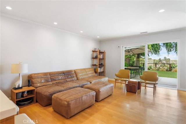 27642 Avenida Del Mesa, Rancho Palos Verdes, CA 90275 - living area featuring recessed lighting, light wood-style floors, and crown molding