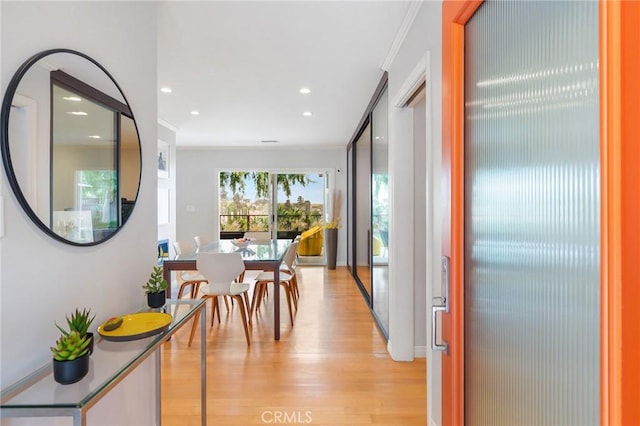 27642 Avenida Del Mesa, Rancho Palos Verdes, CA 90275 - dining space featuring light wood-style floors, recessed lighting, and crown molding