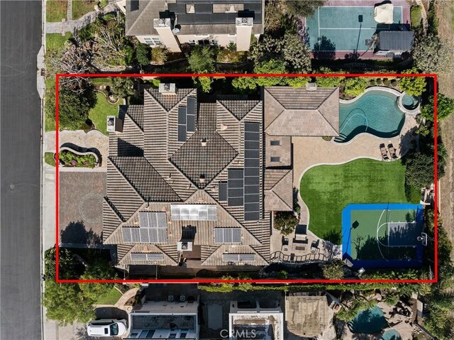 18912 Rockinghorse Ln, Huntington Beach, CA 92648 - aerial overview of property's location with property parcel outlined