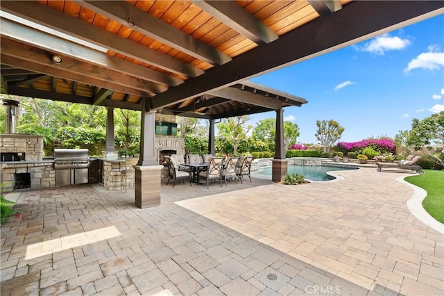 18912 Rockinghorse Ln, Huntington Beach, CA 92648 - view of patio / terrace with a gazebo, an outdoor pool, and outdoor dining space