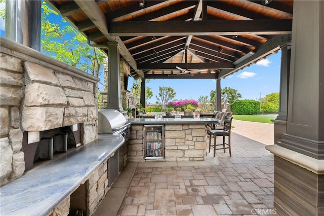 18912 Rockinghorse Ln, Huntington Beach, CA 92648 - view of patio / terrace with a gazebo and ceiling fan