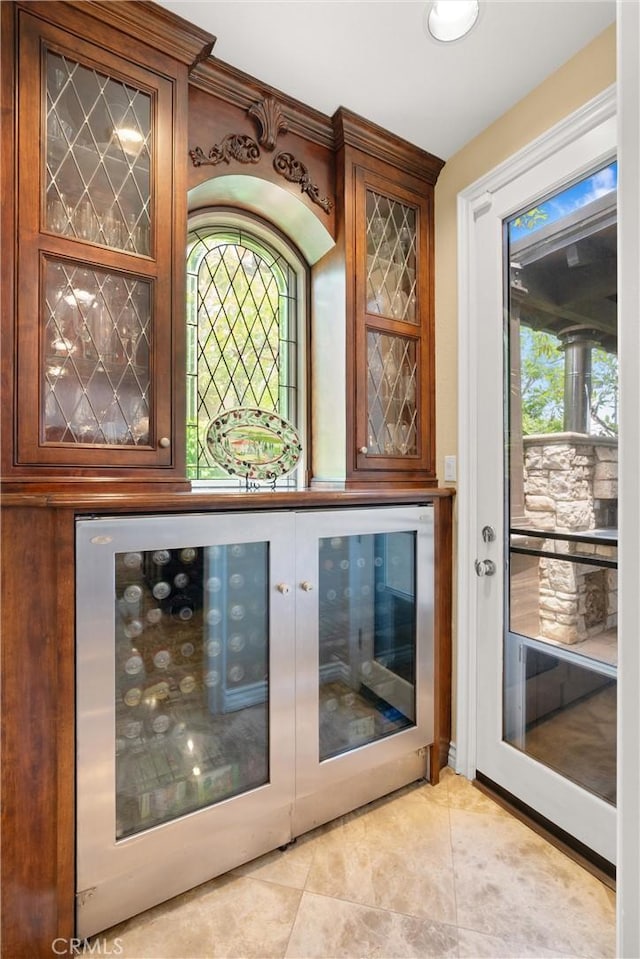 18912 Rockinghorse Ln, Huntington Beach, CA 92648 - bar area with healthy amount of natural light and tile patterned flooring