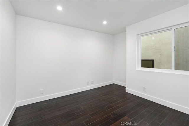 217 43rd St, Manhattan Beach, CA 90266 - spare room with baseboards, dark wood-type flooring, and recessed lighting