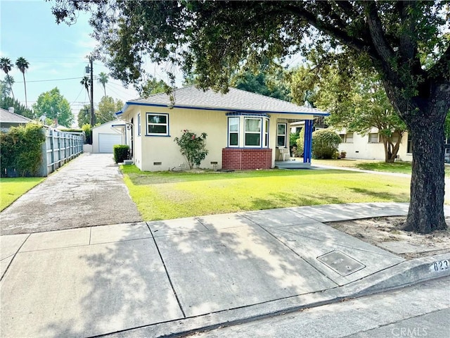 823 N Santa Anita Ave N, Arcadia, CA 91006 - bungalow-style house featuring a garage, an outbuilding, stucco siding, and brick siding