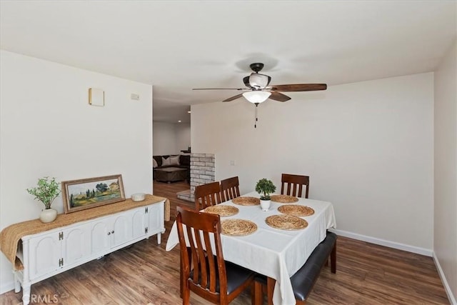 22554 Pico St, Grand Terrace, CA 92313 - dining room with a ceiling fan, baseboards, and wood finished floors
