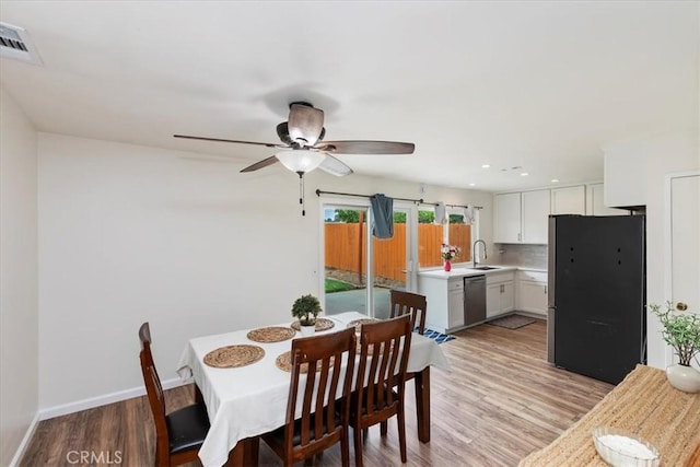22554 Pico St, Grand Terrace, CA 92313 - dining room with light wood-type flooring, ceiling fan, baseboards, and recessed lighting