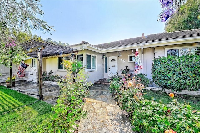 11471 Gill Dr, Garden Grove, CA 92841 - view of front of property with a pergola, stucco siding, and a patio