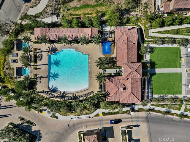 20748 Beech Cir, Porter Ranch, CA 91311 - aerial view of property's location featuring a pool area