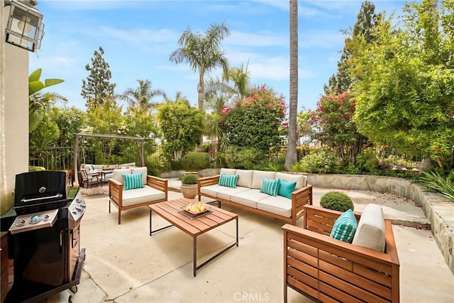 19554 Crystal Ridge Ln, Porter Ranch, CA 91326 - view of patio / terrace with an outdoor living space and grilling area