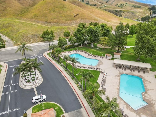 19554 Crystal Ridge Ln, Porter Ranch, CA 91326 - aerial overview of property's location featuring a pool area