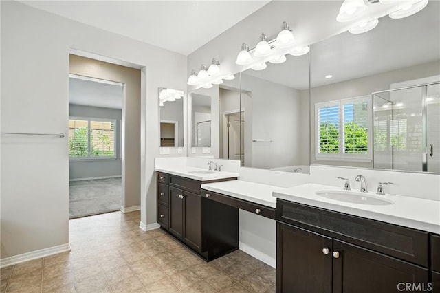 35414 Laurel Tree Ct, Winchester, CA 92596 - full bath with double vanity and a shower stall