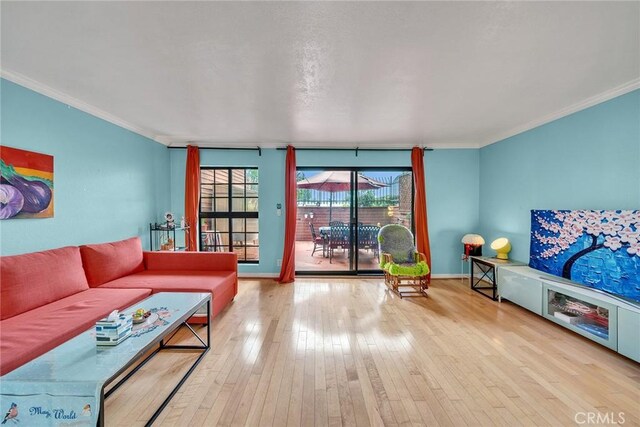 230 Bethany Rd Unit 127, Burbank, CA 91504 - living room with hardwood / wood-style flooring, crown molding, and baseboards